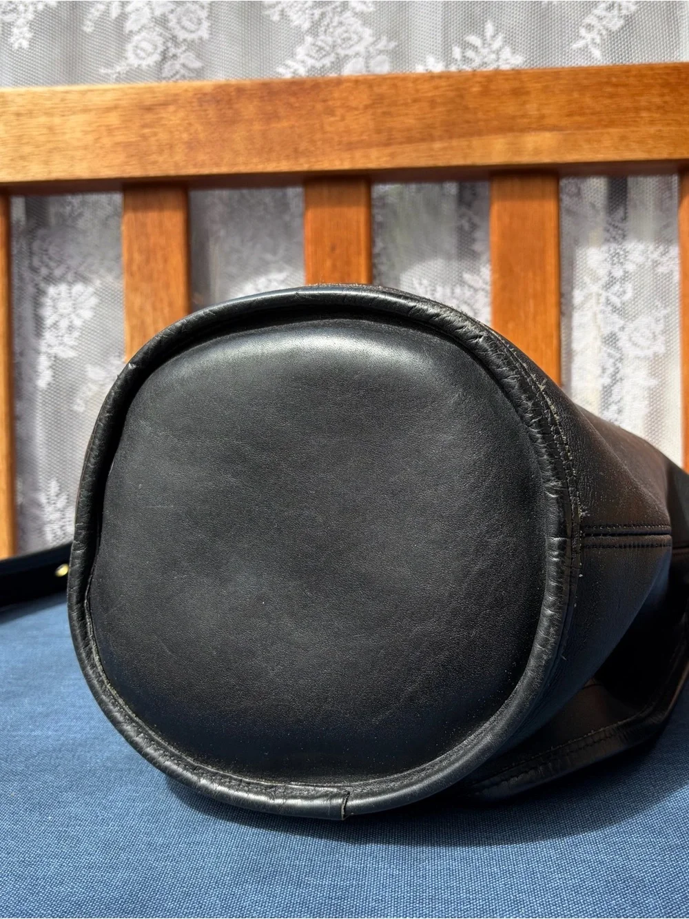 Vintage Coach Duffle Sac Bucket Bag Black Leather 9953